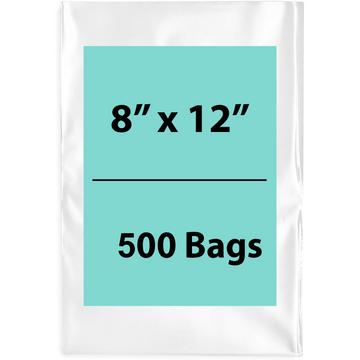 8X12 inches Clear Flat Poly Bags 1.25Mil Open Top (LDPE)